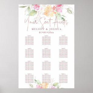 Affiche PixDezines Blushing Romance Flowers, Siège