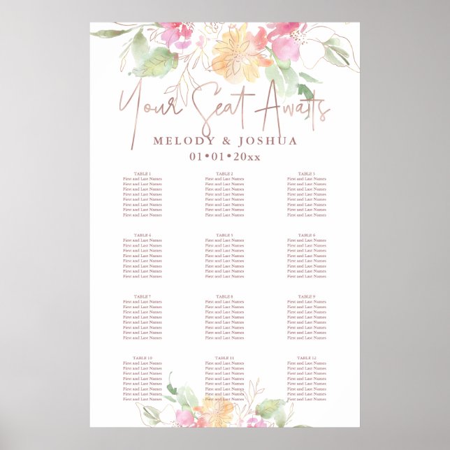 Affiche PixDezines Blushing Romance Flowers, Siège (Devant)