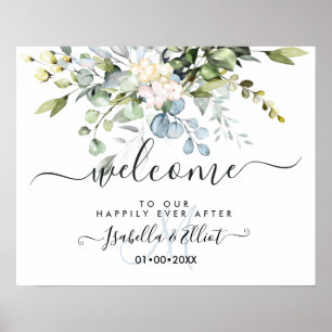 Affiche PixDezines Elegant Blue Gum Eucalyptus Bienvenue