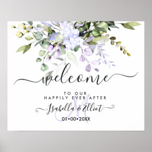 Affiche PixDezines Elégant Purple Eucalyptus Bienvenue