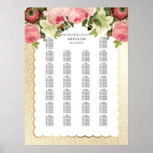 Affiche PixDezines Faux Gold Specks/Rose/Seating Chart