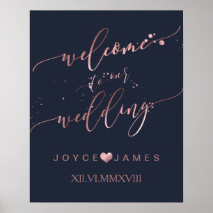 Affiche PixDezines FAUX ROSE GOLD CALLIGRAPHY/WELCOME
