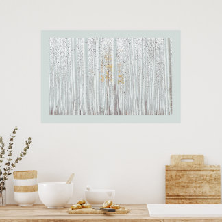 Affiche PixDezines Forêt de bouleau argenté couleur de bor