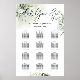 Affiche PixDezines Greenery Calligraphie, Plan de table