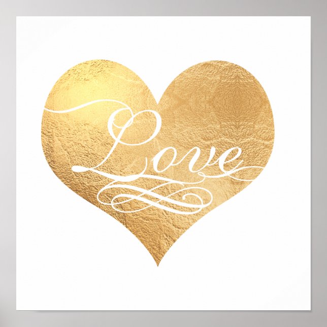 Affiche PixDezines Love Faux Gold Heart (Devant)