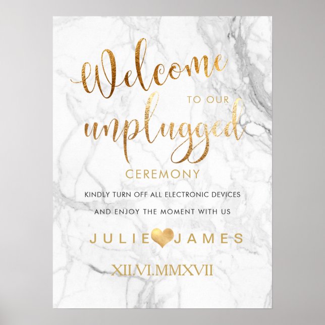 Affiche PixDezines Marbre/Faux Gold/#UNPLUGGED (Devant)