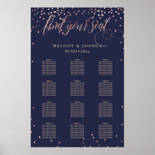 Affiche PixDezines Marine+Rose Gold Script, Seating Chart