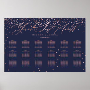 Affiche PixDezines Marine+Rose Gold Script, Seating Chart