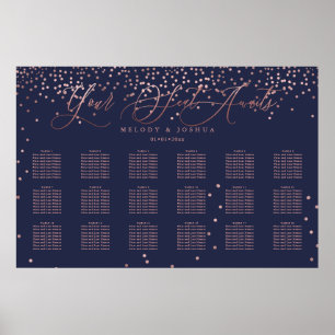Affiche PixDezines Marine+Rose Gold Script, Seating Chart