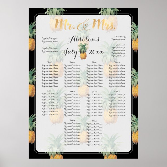 Affiche PixDezines Pineapples Seating Chart/do-it-yourself (Devant)