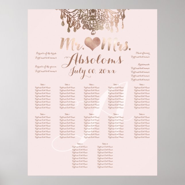 Affiche PixDezines Rose Gold Chandelier/Coeur/do-it-yourse (Devant)