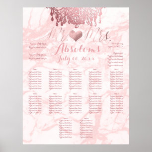 Affiche PixDezines Rose lustre d'or / Coeur / Marbre
