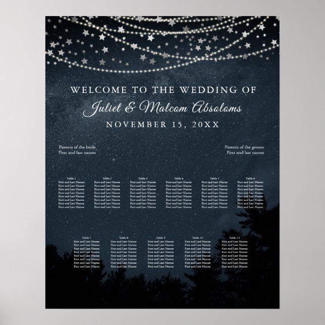 Affiche PixDezines Stars+Light Strings Seating Chart (Devant)