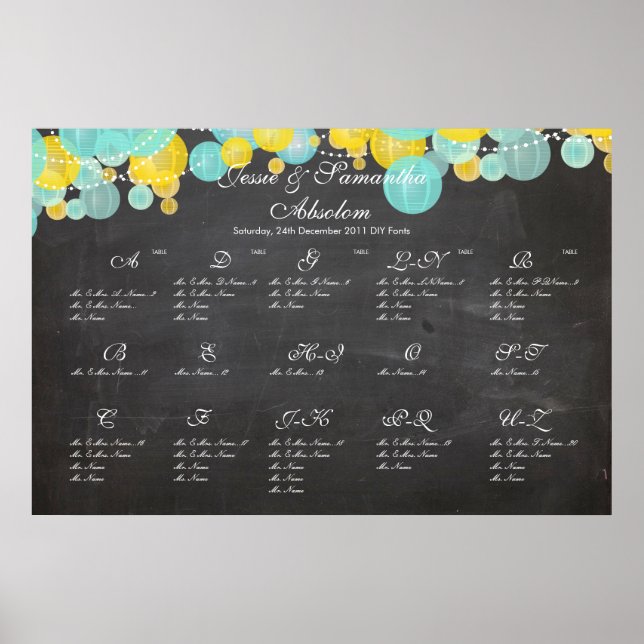 Affiche PixDezines tableau+lanternes/plan de table (Devant)