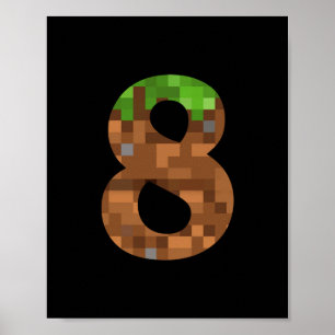 Affiche Pixel 8e anniversaire Numéro huit 8 ans 8e Vid