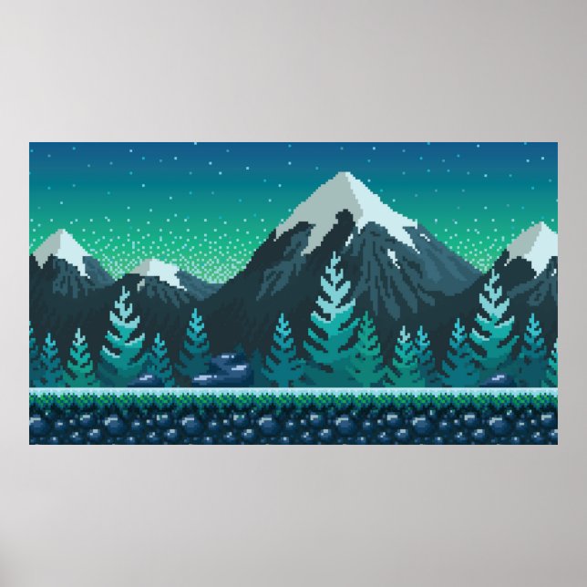 Affiche Pixel art arrière - plan sans soudure. Situation a (Devant)