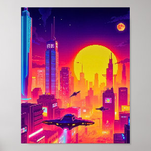 Affiche Pixel Art Cyber City