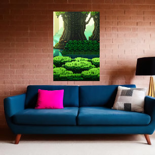 Affiche Pixel art, forêt verte cool   Art AI