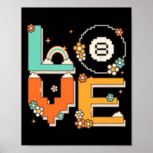 Affiche Pixel Art Retro 60s les années 70 Style Hippie ten