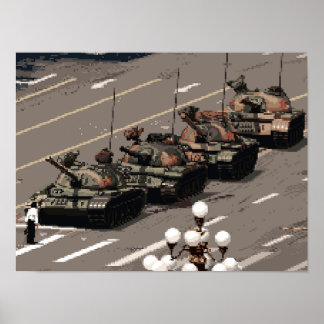Affiche Pixel Art Tank Man (Histoire en Pixels)