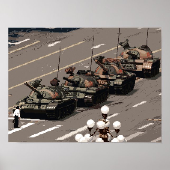 Affiche Pixel Art Tank Man (Histoire en Pixels) (Devant)