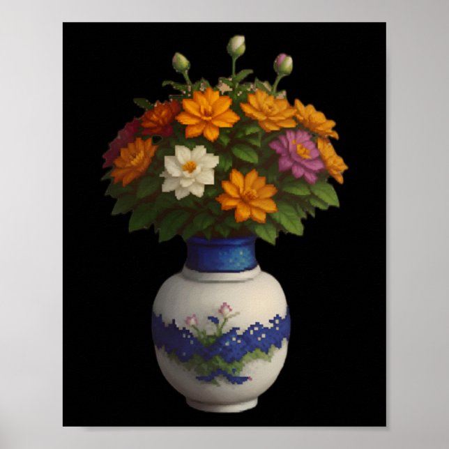 Affiche Pixel Blooms 2 Autocollant  (Devant)