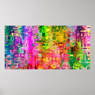Affiche Pixel d'artefact abstrait couleur