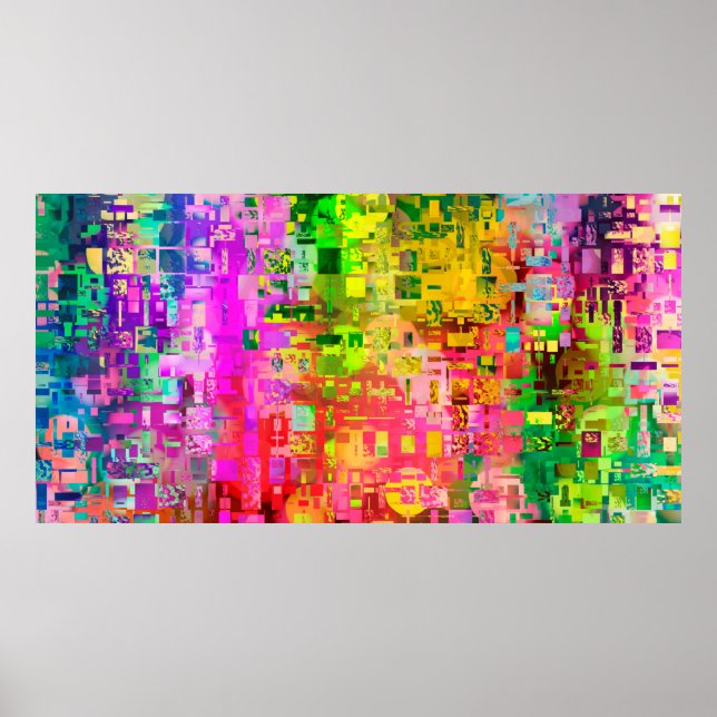 Affiche Pixel d'artefact abstrait couleur (Devant)