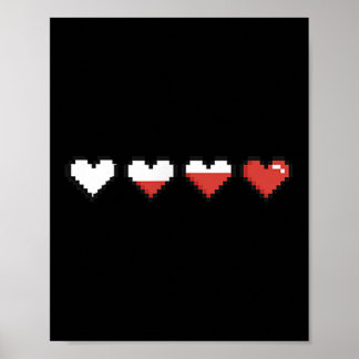 Affiche Pixel de poche mignonne Coeur rouge Saint Valentin