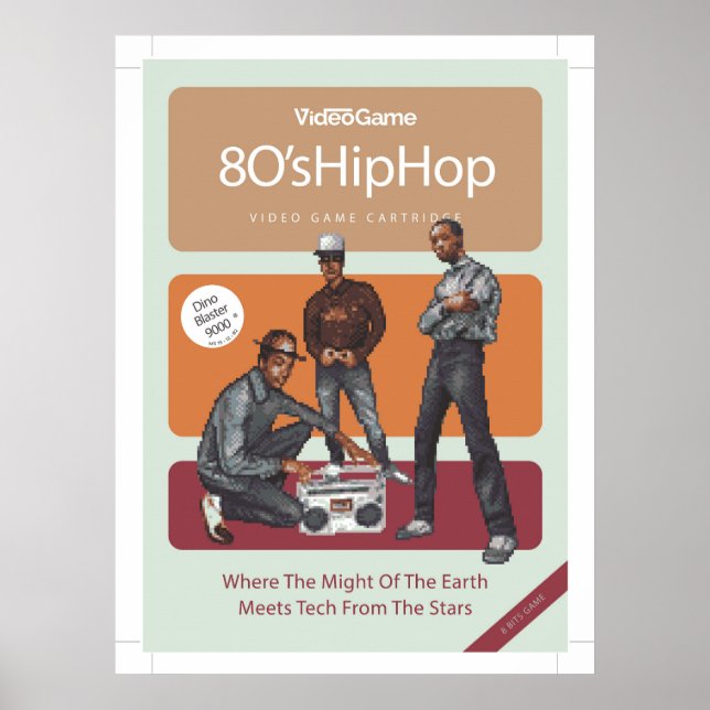 Affiche Pixel hip hop des années 80 (Devant)