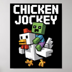 Affiche Pixel Jockey Poulet Drôle