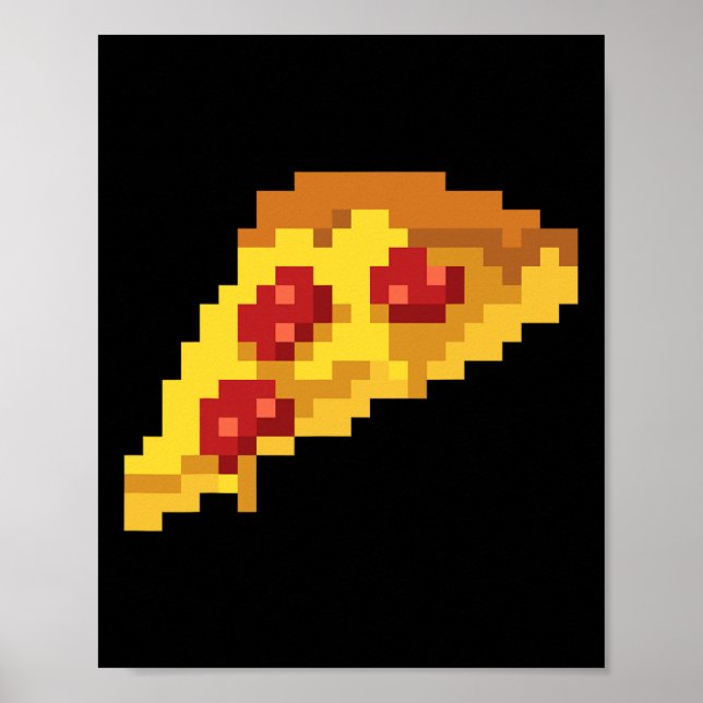 Affiche Pixel Pizza 80s Jeu vidéo Retro 8-bit Halloween C (Devant)