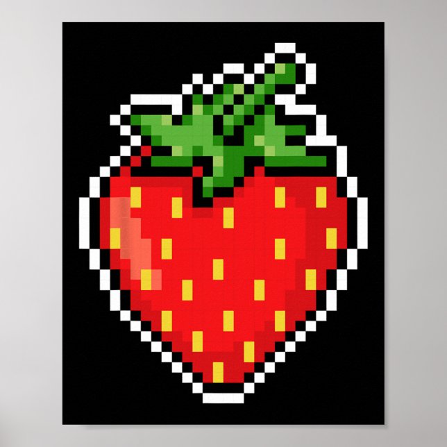 Affiche Pixel Strawberry 80s Video Game Halloween  (Devant)