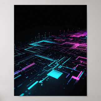 Affiche Pixelated Glitch Art Abstrait