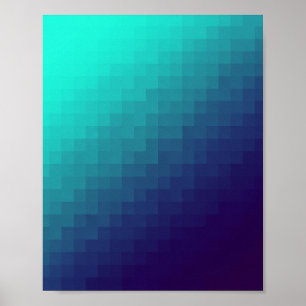 Affiche Pixels de dégradé Aqua - Art moderne