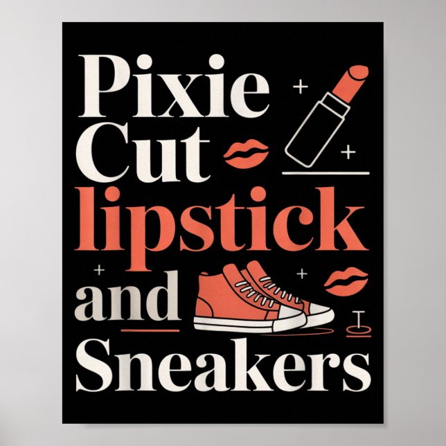 Affiche Pixie cut lipstick and sneakers short hair style  (Devant)