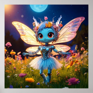Affiche Pixie Robot Ballerina Danser en Fleur sauvage