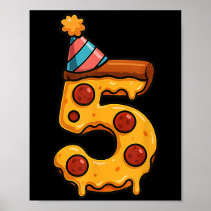 Affiche Pizza 5e anniversaire 5 ans Vieux parti Casquette 
