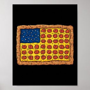 Affiche Pizza American Drapeau 4 juillet Fun Food Boys Gir