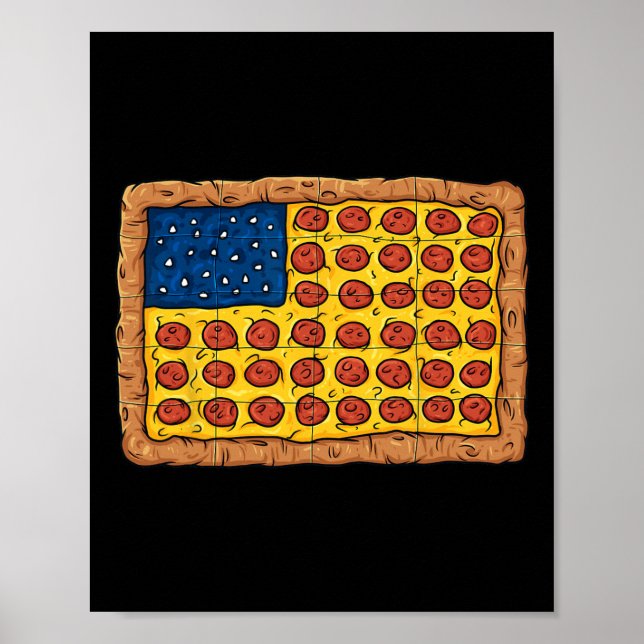 Affiche Pizza American Drapeau 4 juillet Fun Food Boys Gir (Devant)