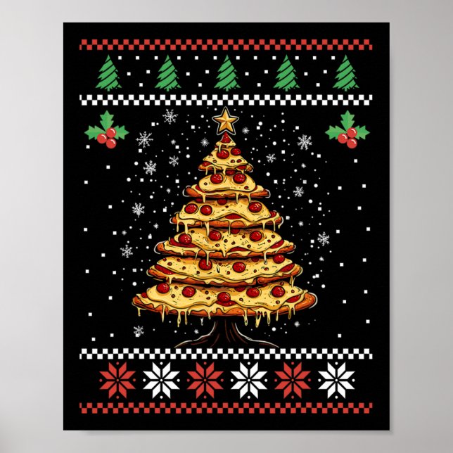 Affiche Pizza Arbre de Noël moche Sweat de Noël Noël Noël  (Devant)