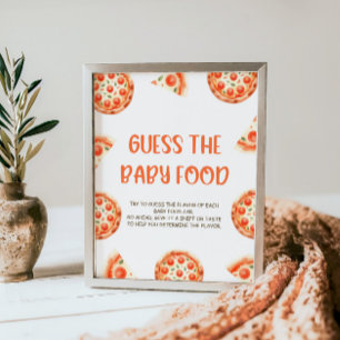 Affiche Pizza Baby shower Devinez Le Panneau Alimentaire B