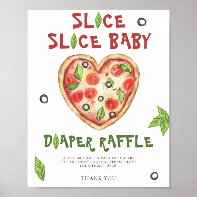 Affiche Pizza baby shower - diaper raffle (Devant)