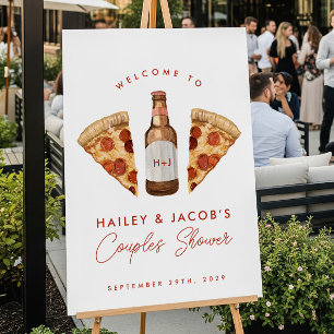 Affiche Pizza & Bière Couples Décontractés Fête des mariée
