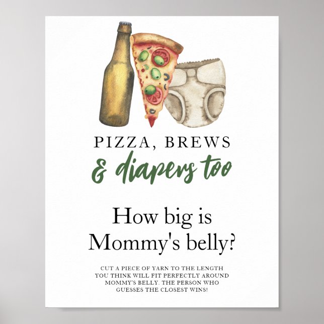 Affiche Pizza, Brews et Diapers Quelle taille a le ventre  (Devant)