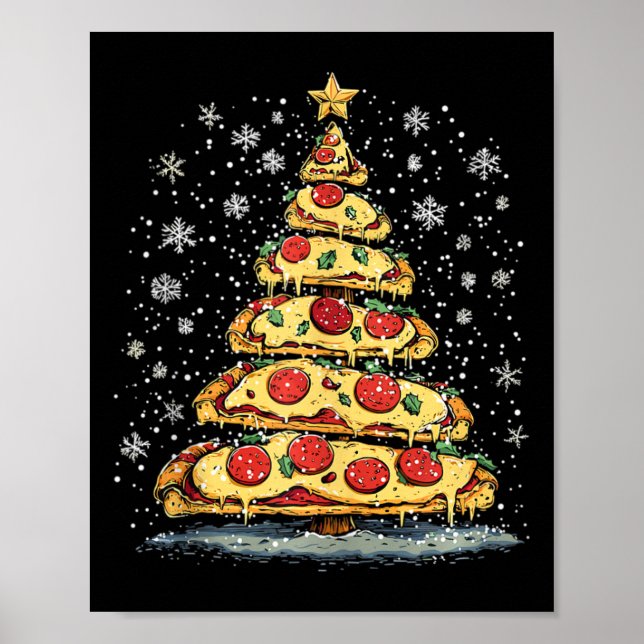 Affiche Pizza Christmas Tree Restauration Rapide Noël Homm (Devant)