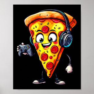Affiche Pizza de nourriture drôle de jeu vidéo pour hommes