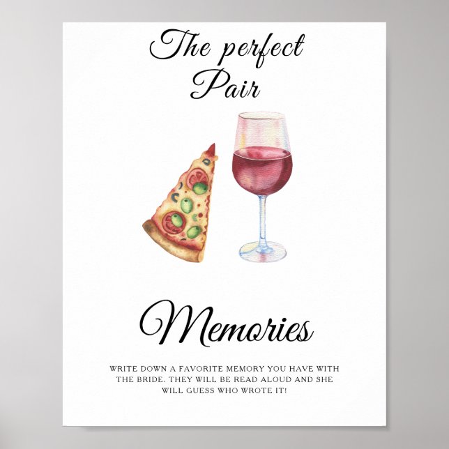 Affiche Pizza de vin Fête des mariées souvenirs avec la ma (Devant)