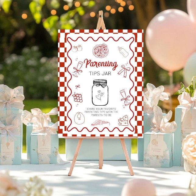 Affiche pizza deliv conseils parentaux Baby shower Jar (Créateur téléchargé)