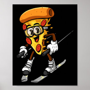 Affiche Pizza Drôle De Ski Fromage Pie Foodie Ski Instruct